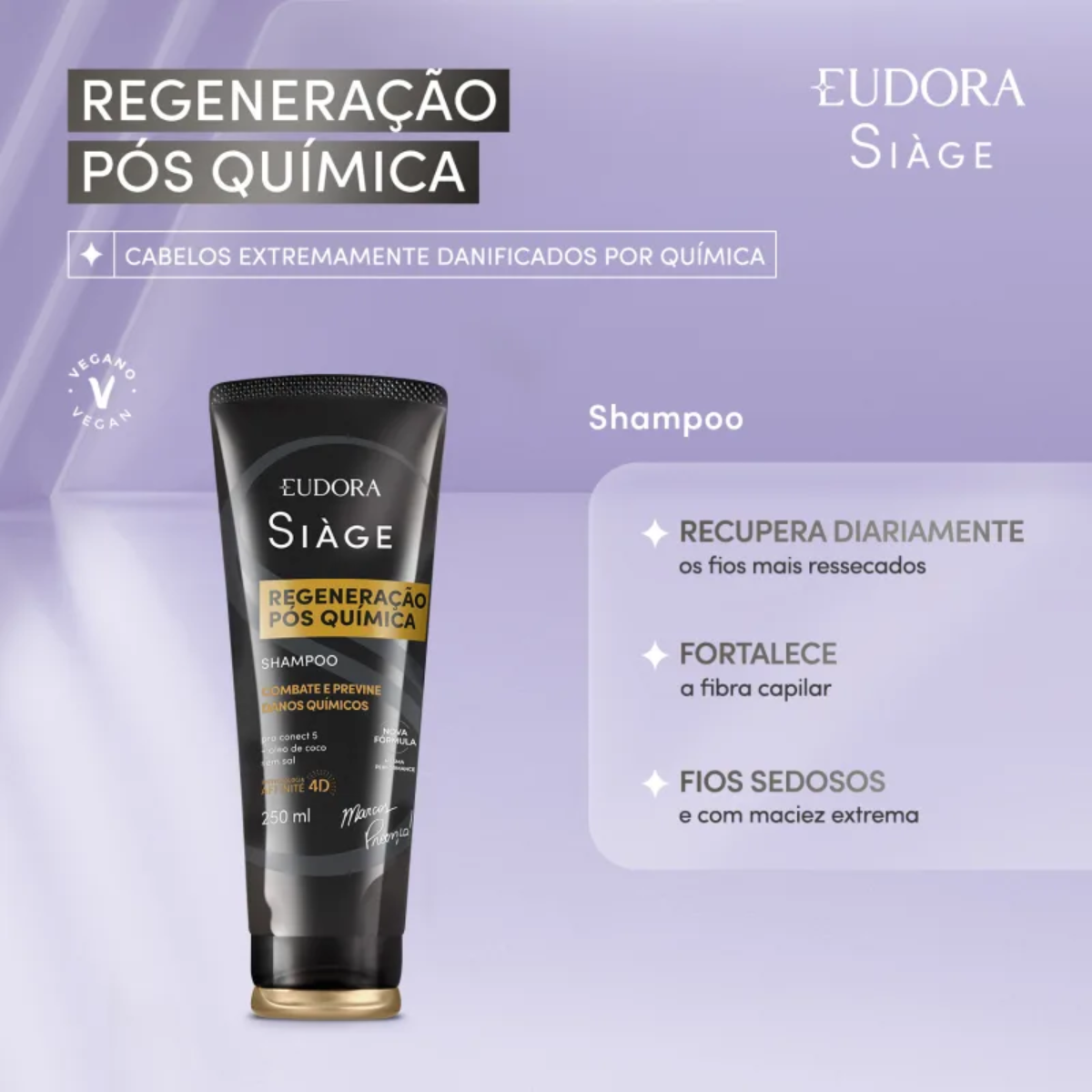 Eudora Kit Siàge Regeneração Pós Química: Shampoo 250ml + Condicionador 200ml