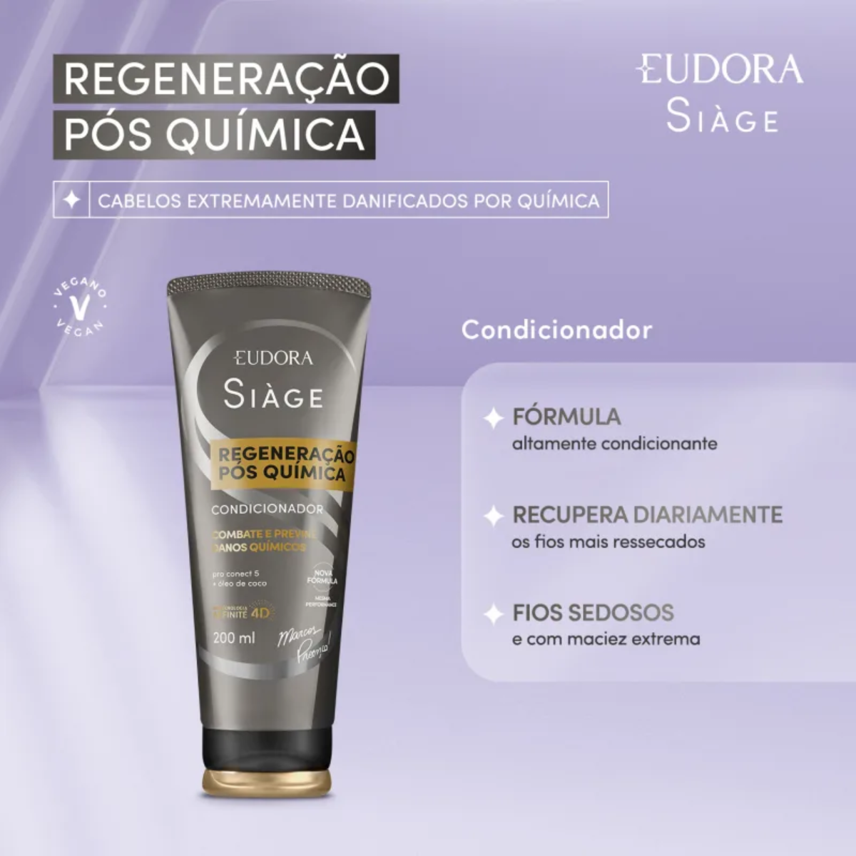 Eudora Kit Siàge Regeneração Pós Química: Shampoo 250ml + Condicionador 200ml