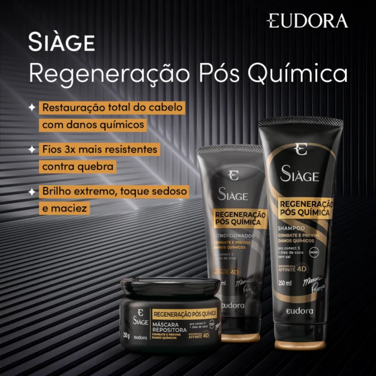 Eudora Kit Siàge Regeneração Pós Química: Shampoo 250ml + Condicionador 200ml