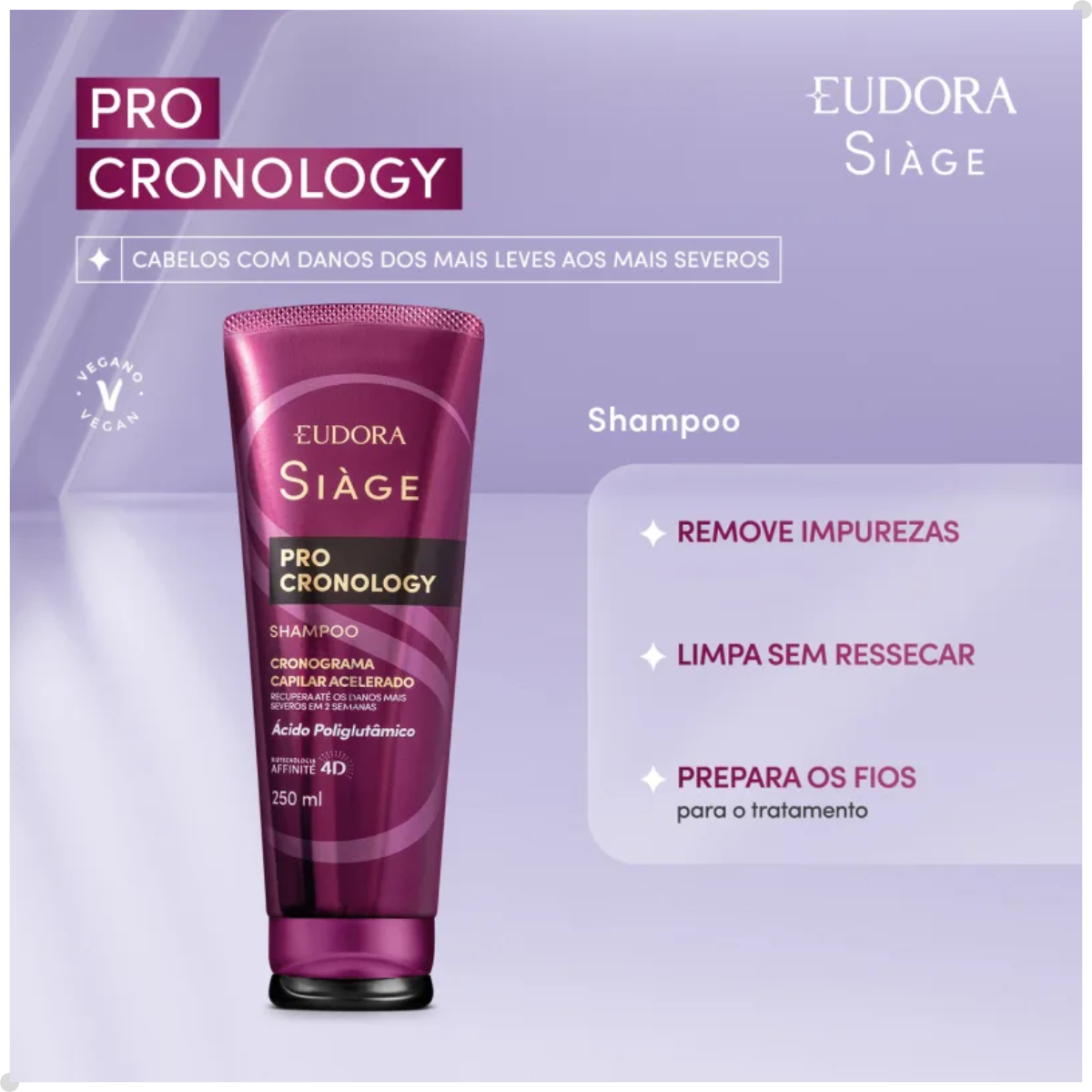 COMBO SIÀGE PRO CRONOLOGY: SHAMPOO 250ML + CONDICIONADOR 200ML + MÁSCARA DE HIDRATAÇÃO 250G