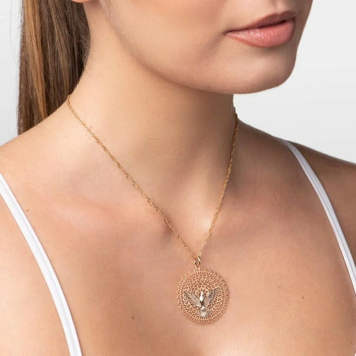 PINGENTE ROMMANEL ESPIRITO SANTO CENTRO JOIA FOLHEADA OURO 18K