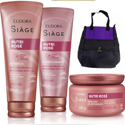 KIT SIÀGE NUTRI ROSÉ SHAMP + CONDICIONADOR + MÁSC + bolsa