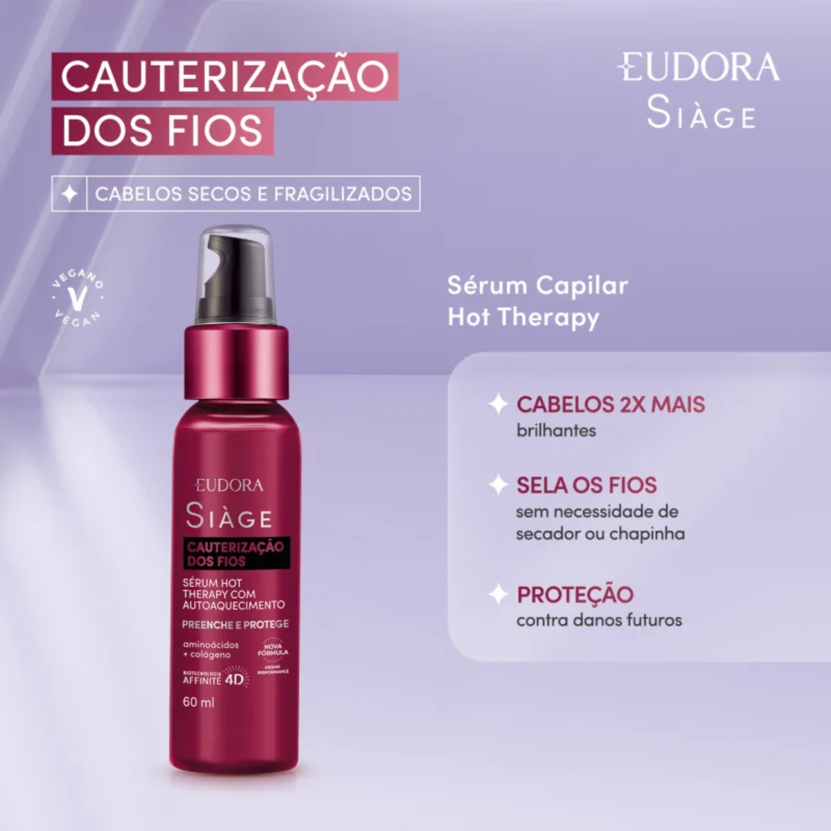 SÉRUM CAPILAR SIÀGE HOT THERAPY CAUTERIZAÇÃO DOS FIOS 60ML