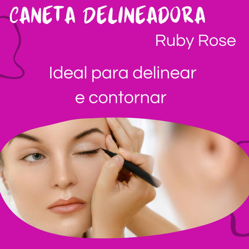 Caneta Delineadora Preto Para Olhos Prova D'água Ruby Rose