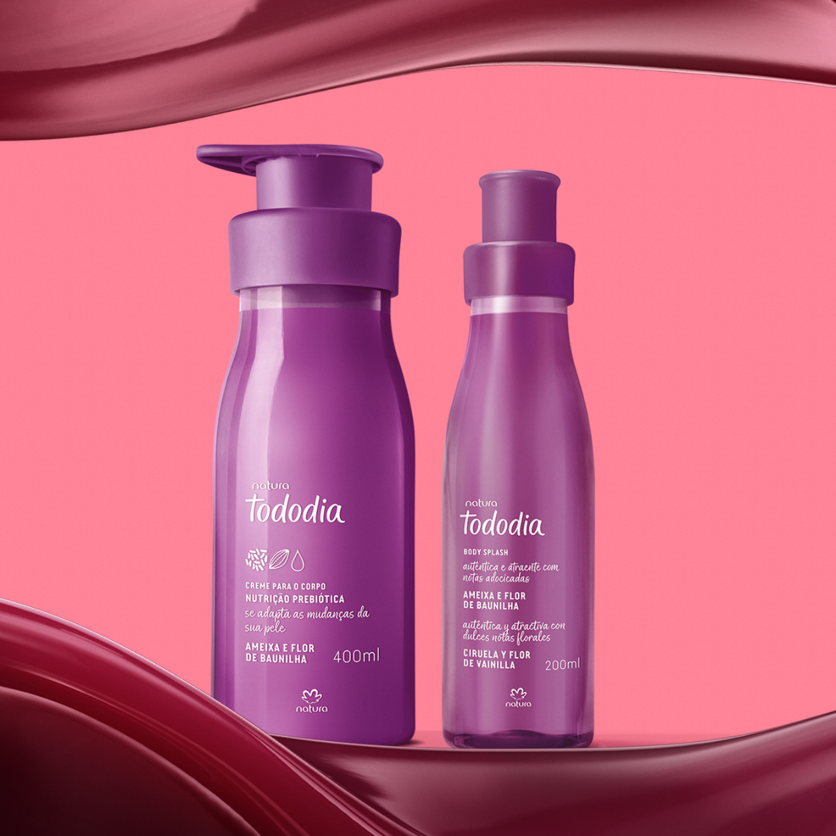 KIT CREME NUTRITIVO E BODY SPLASH TODODIA AMEIXA E FLOR DE BAUNILHA (2 PRODUTOS)
