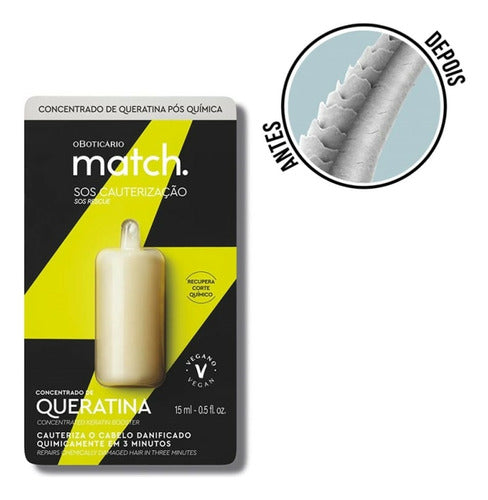 SÉRUM CONCENTRADO DE QUERATINA PÓS-QUÍMICA MATCH SOS CAUTERIZAÇÃO 15ML