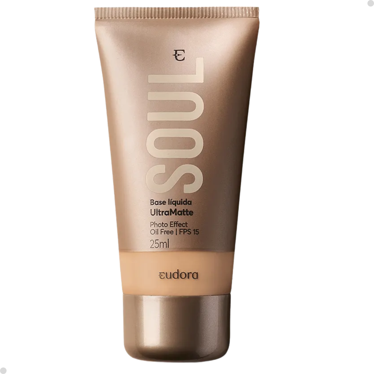 BASE LÍQUIDA SOUL ULTRA MATTE COR 25 25ML + ESPONJA NIINA
