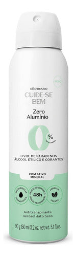BOTICÁRIO ANTITRANSPIRANTE AEROSOL JATO SECO CUIDE-SE BEM ZERO ALUMÍNIO 150ML