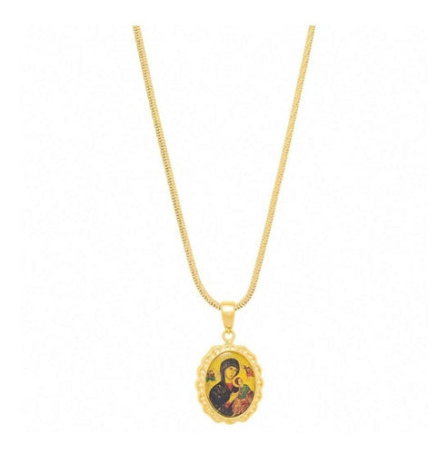 PINGENTE ROMMANEL - NOSSA SENHORA DO PERPÉTUO SOCORRO - JOIA FOLHEADA OURO 18K