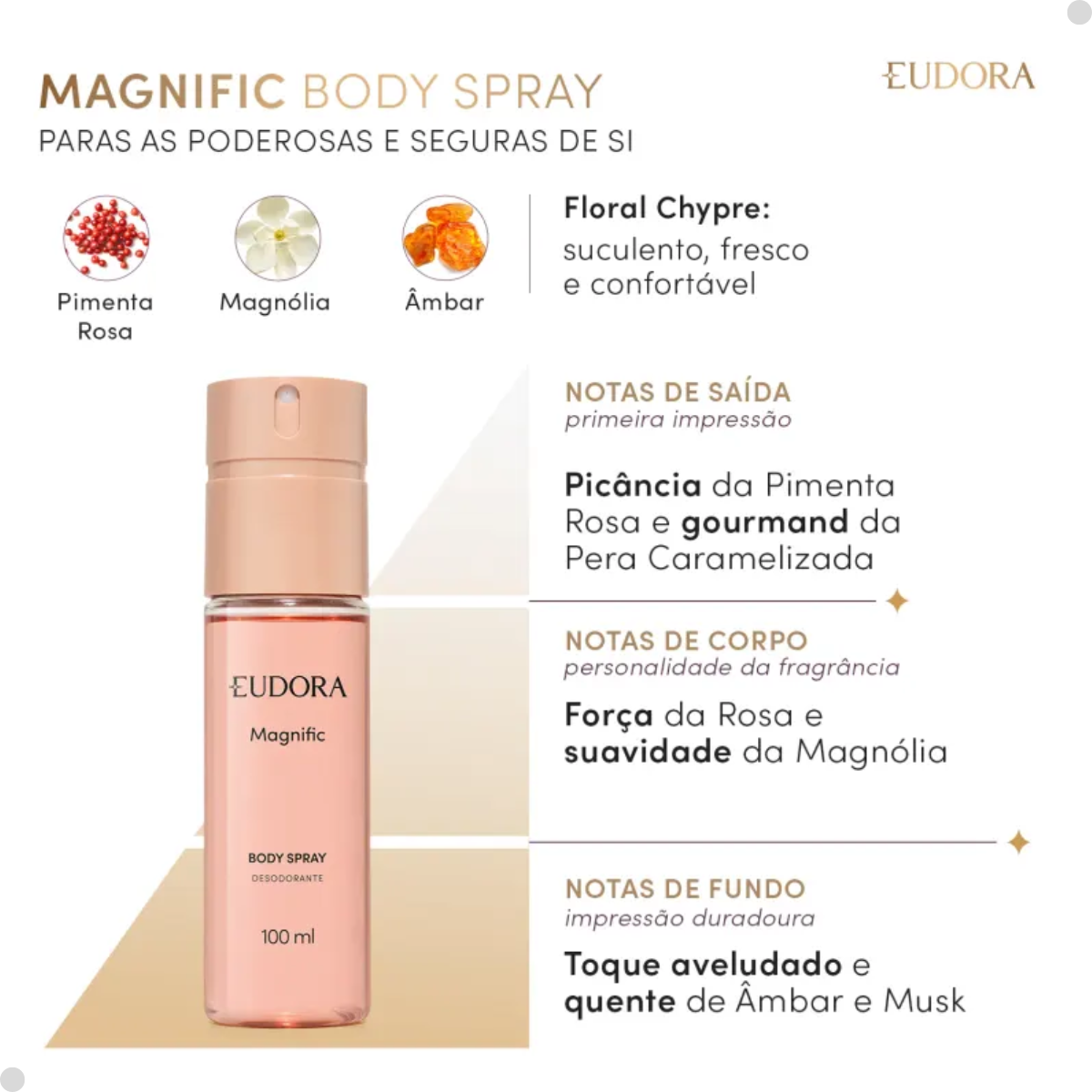 KIT 3 BODY SPRAY DESODORANTE MAGNIFIC 100ML