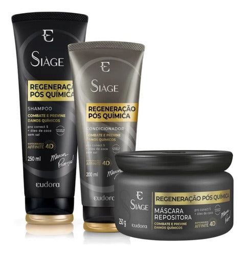 Eudora Kit Siàge Regeneração Pós Química Shampoo + Condicionador + Máscara