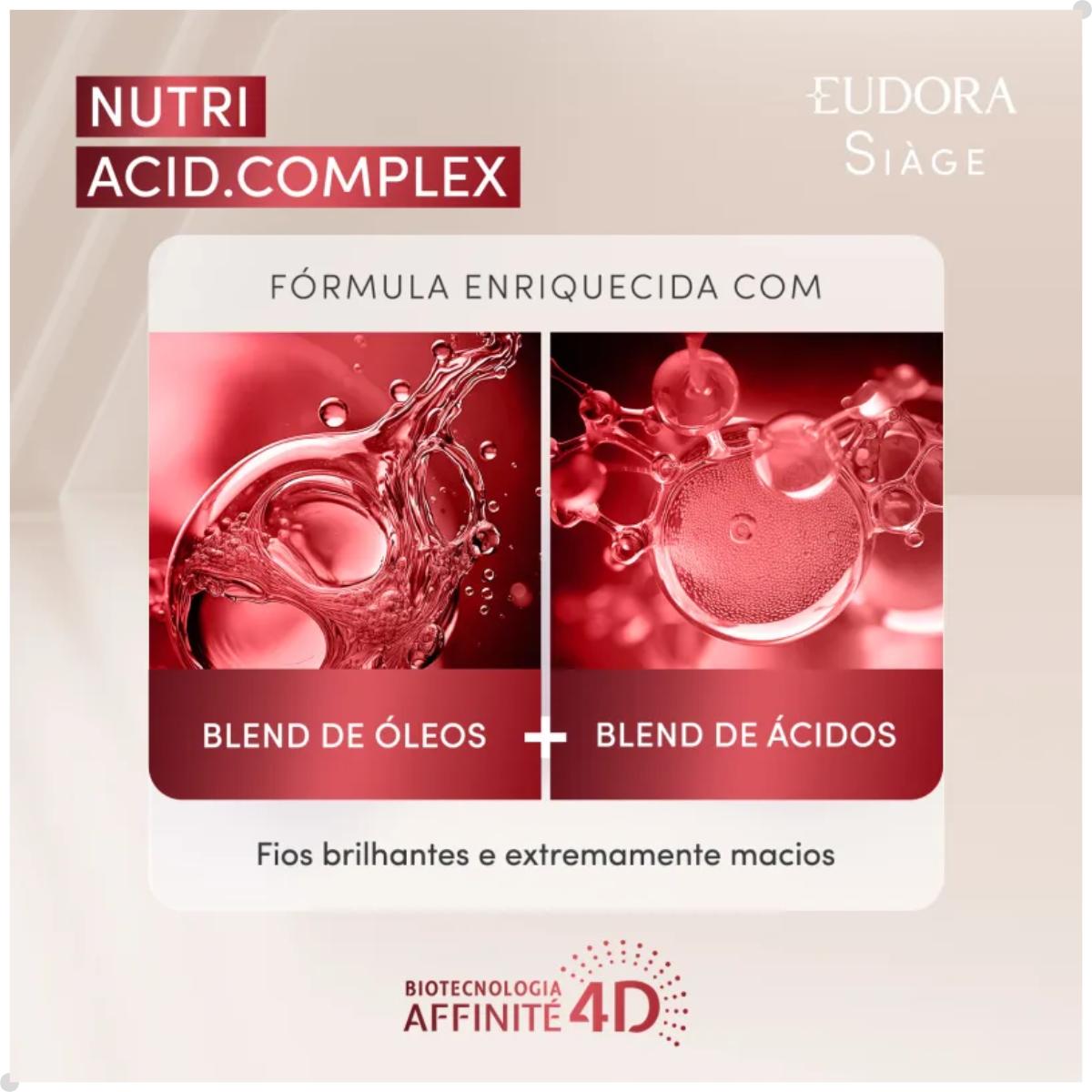 COMBO SIÀGE NUTRI ACID.COMPLEX: SHAMPOO 250ML + CONDICIONADOR 200ML + ÓLEO EM CREME