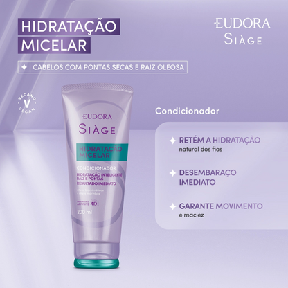 COMBO SIÀGE HIDRATAÇÃO MICELAR: SHAMPOO 250ML + CONDICIONADOR 200ML