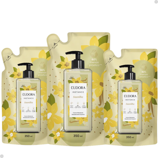 KIT 3REFIL HIDRATANTE DESODORANTE CORPORAL INSTANCE BAUNILHA 350ML