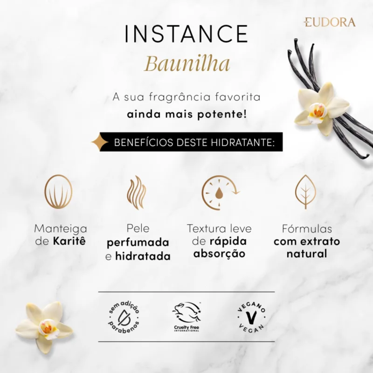 KIT 3REFIL HIDRATANTE DESODORANTE CORPORAL INSTANCE BAUNILHA 350ML