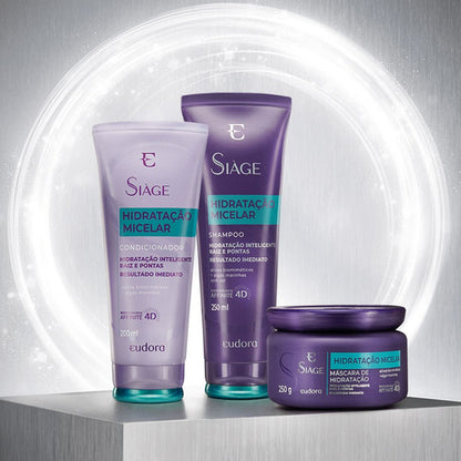 Eudora Kit Siàge Hidratação Micelar: Shampoo 250ml + Condicionador 200ml + Máscara Capilar 250g