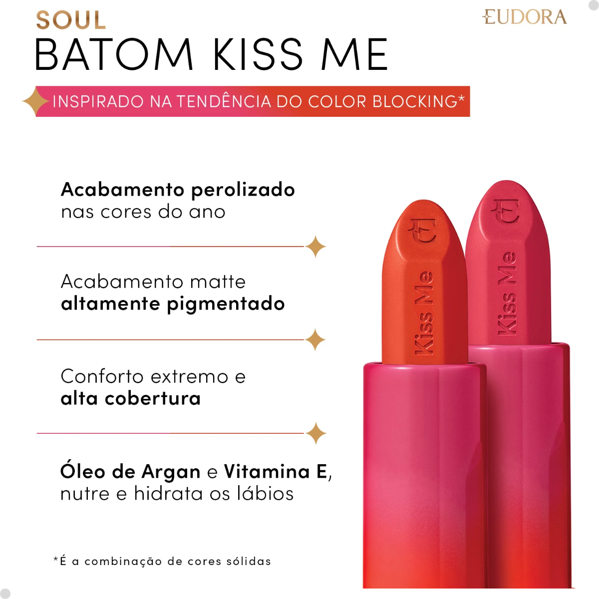 BATOM LARANJA TRENDY SOUL KISS ME MATTE FPS 15