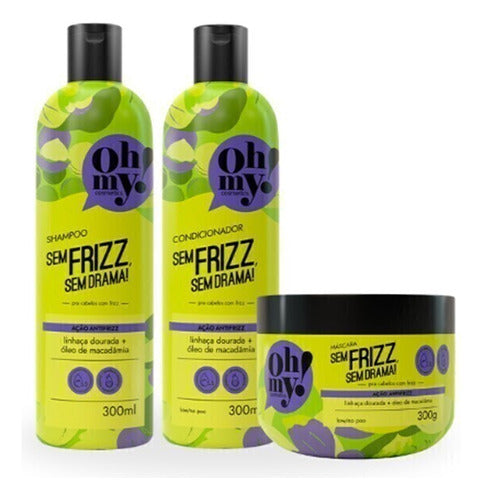 COMBO OHMY! SEM FRIZZ SEM DRAMA: SHAMPOO 300ML + CONDICIONADOR 300ML + MASCARA 300G