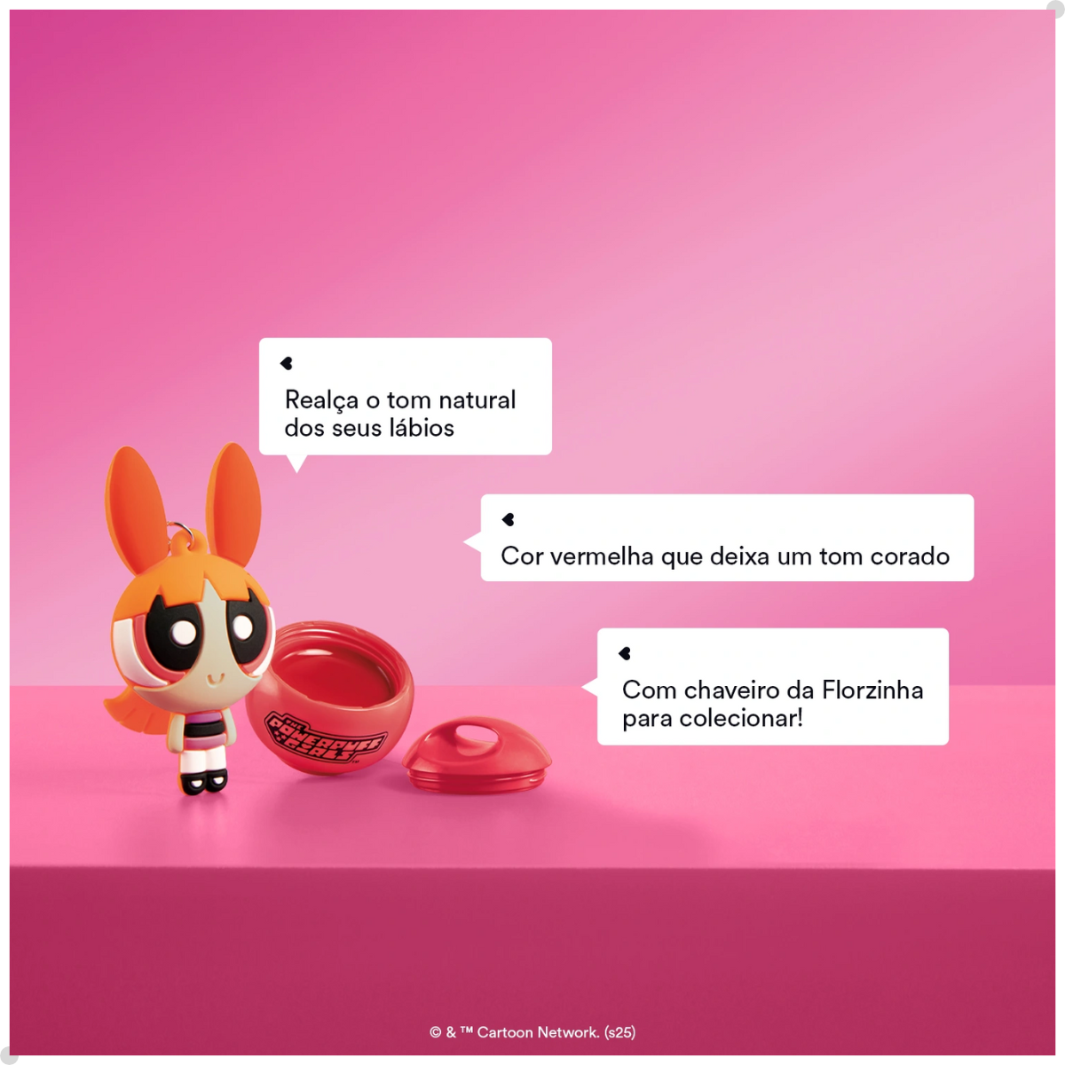 BALM LABIAL VERMELHO FLORZINHA AS MENINAS SUPER PODEROSAS 5G