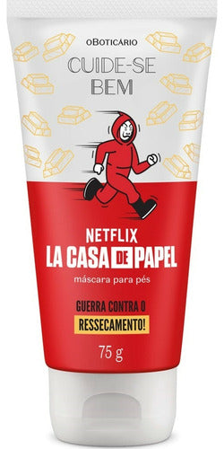 BOTICARIO MÁSCARA PARA OS PÉS CUIDE-SE BEM LA CASA DE PAPEL GUERRA CONTRA O RESSECAMENTO 75G