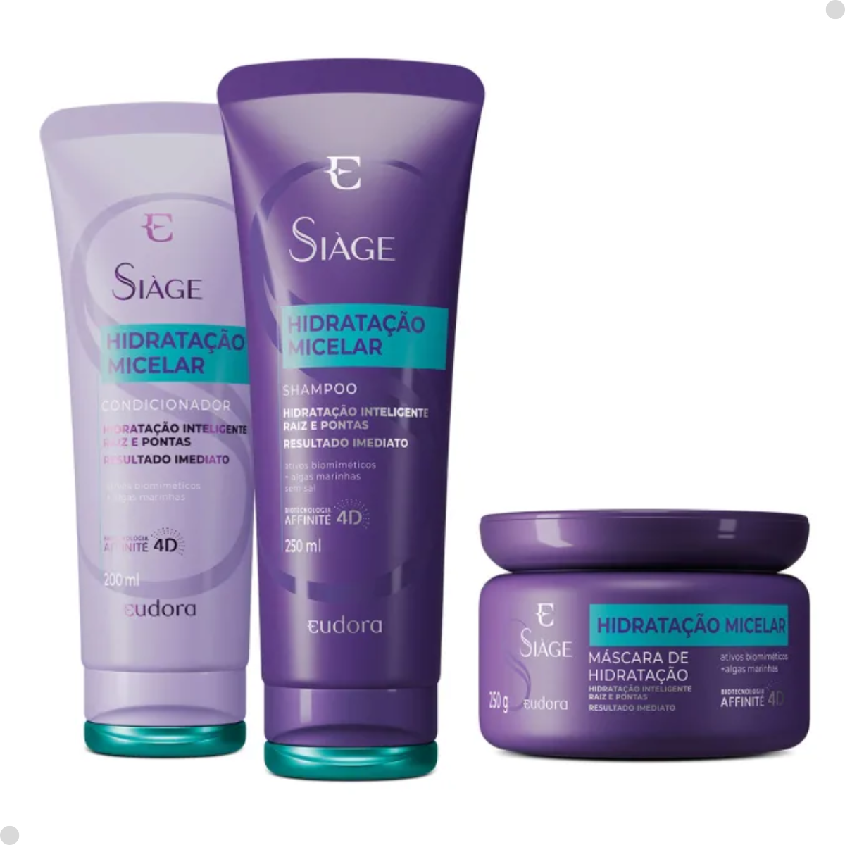 Kit Hidratacao Micelar Shamp 250ml + Cond 200ml + Masc 250g