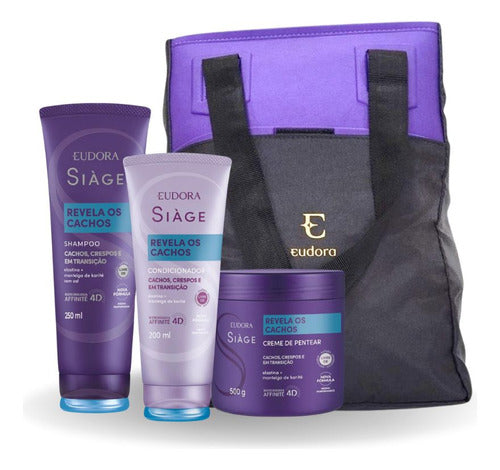 KIT REVELA OS CACHOS SHAMP + COND + CREME DE PENTEAR + BOLSA