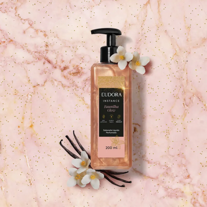Combo Instance Baunilha Glow: Sabonete Líquido 200ml + Loção Iluminadora 180ml + Sacola Eudora