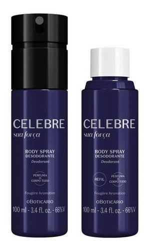 BOTICÁRIO REFIL BODY SPRAY DESODORANTE MASCULINO CELEBRE SUA FORÇA 100ML