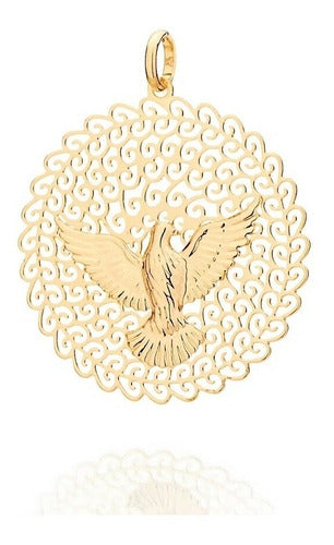 PINGENTE ROMMANEL ESPIRITO SANTO CENTRO JOIA FOLHEADA OURO 18K