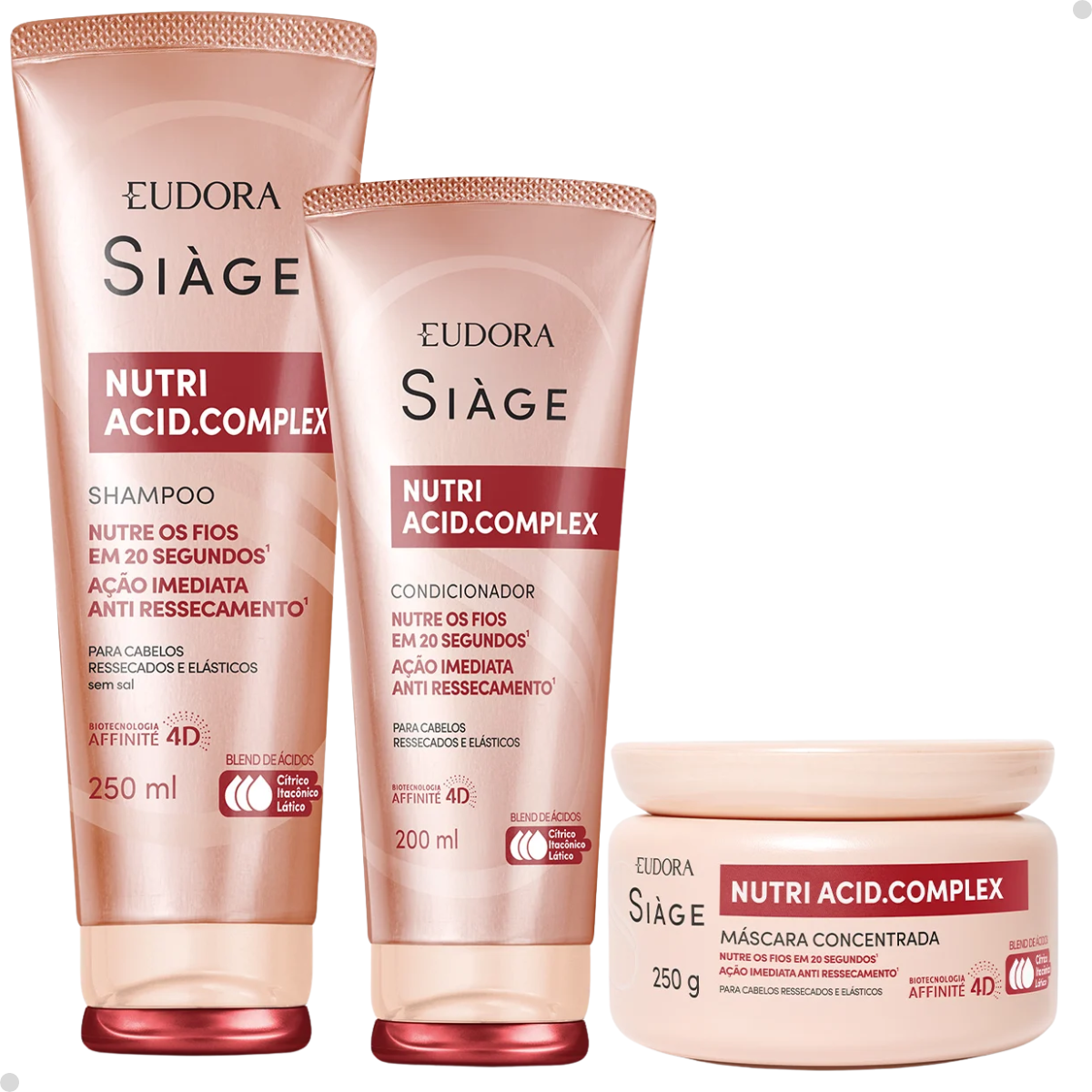 COMBO SIÀGE NUTRI ACID.COMPLEX: SHAMPOO 250ML + CONDICIONADOR 200ML + MÁSCARA 250G