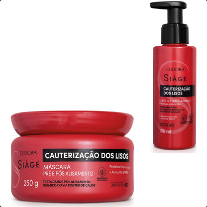 COMBO SIÀGE CAUTERIZAÇÃO DOS LISOS: MÁSCARA CAPILAR 250G + LEAVE IN 100ML