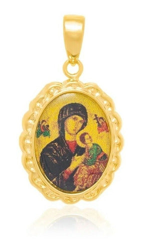 PINGENTE ROMMANEL - NOSSA SENHORA DO PERPÉTUO SOCORRO - JOIA FOLHEADA OURO 18K