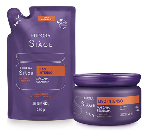 Combo Siàge Liso Intenso: Máscara Capilar 250g + Refil Máscara Capilar 250g