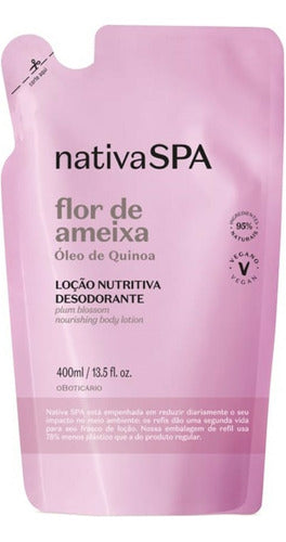 REFIL LOÇÃO DESODORANTE HIDRATANTE CORPORAL NATIVA SPA FLOR DE AMEIXA 400ML