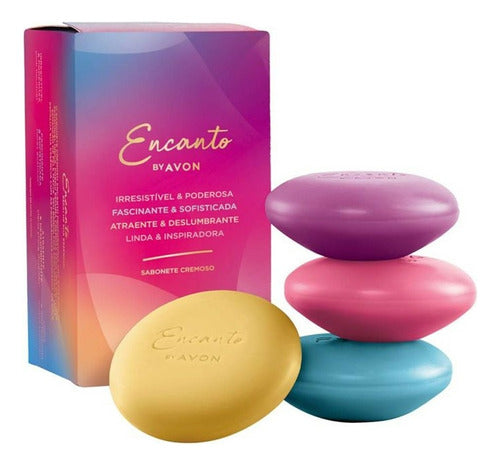 CAIXA COM 4 SABONETES VARIADOS ENCANTO CREMOSO SORTIDO 80G AVON 4X80G