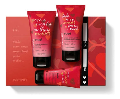 KIT NATIVA SPA ROSE: LOÇÃO, CREME P/ MÃOS, SABONETE LIQ CORPORAL