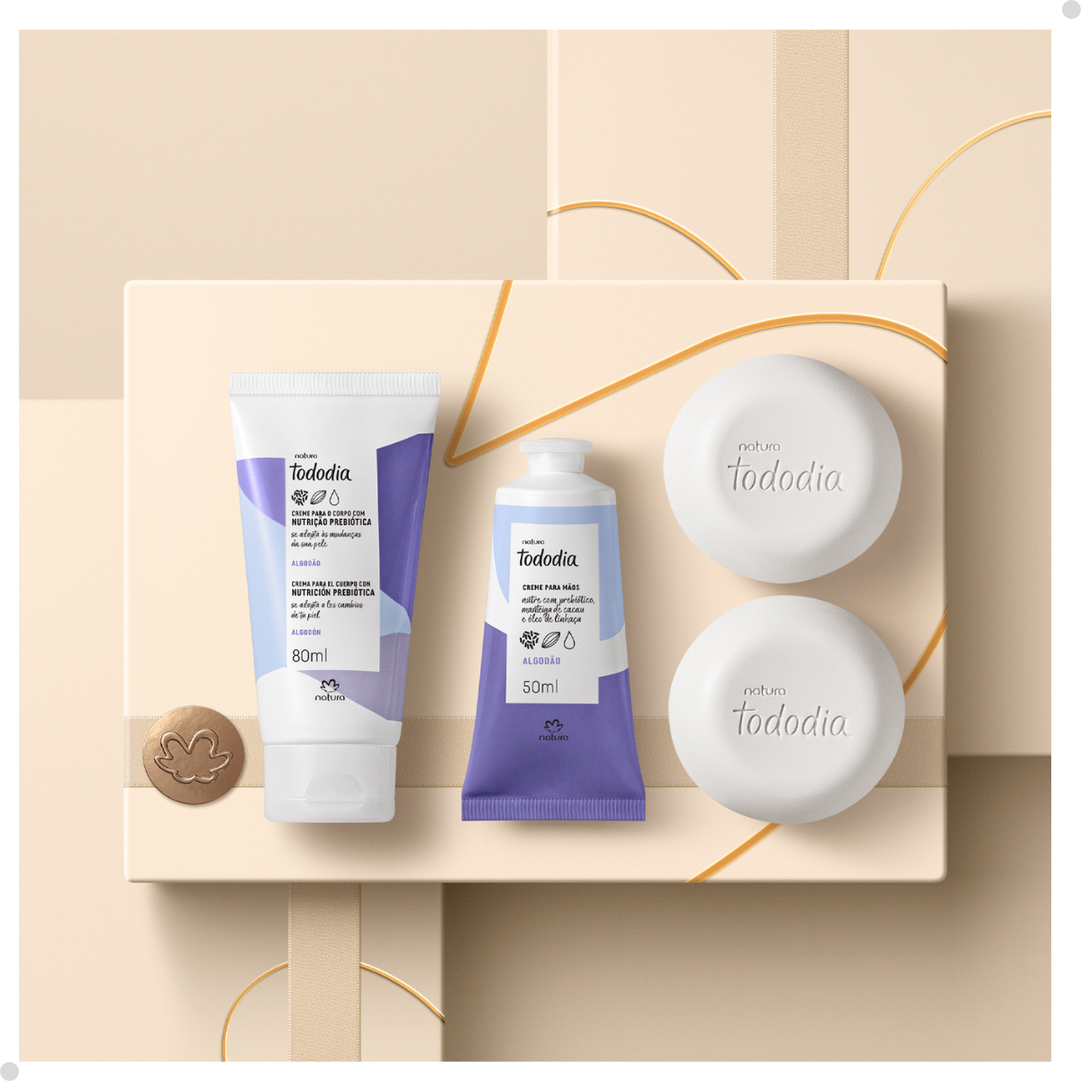 Presente Natura Tododia Algodão Cuidado Essencial (3 produtos)