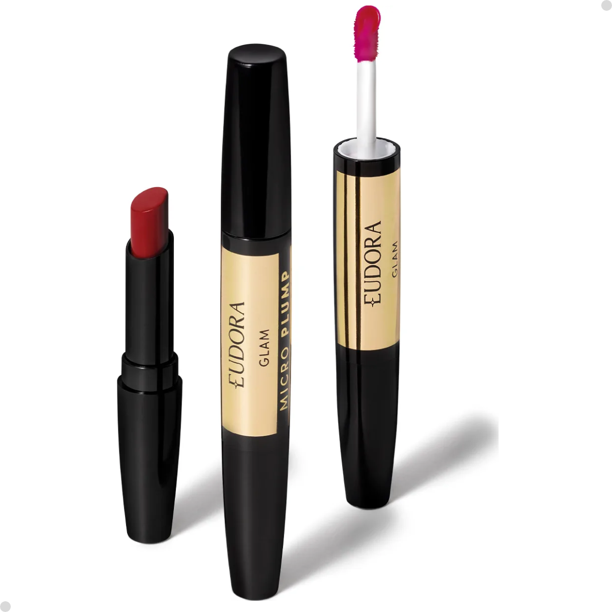BATOM DUO VERMELHO ÚNICO GLAM MICRO PLUMP 1,8G