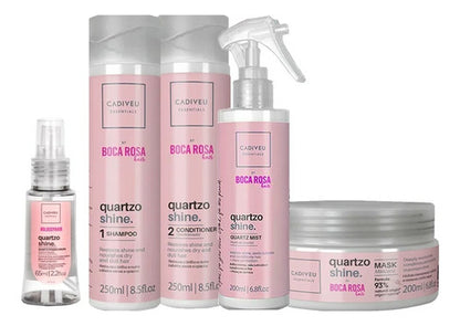 KIT CADIVEU ESSENTIALS QUARTZO SHINE - SHAMPOO 250 ML + CONDICIONADOR 250 ML- + MÁSCARA DE BRILHO 200 ML + FLUÍDO 200 ML
