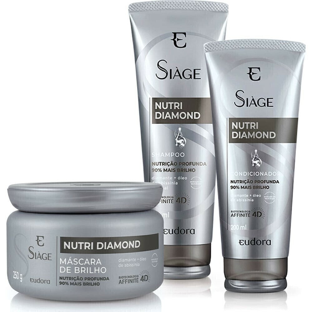 KIT SIAGE NUTRI DIAMOND SHAMPOO + CONDICIONADOR + MÁSCARA CAPILAR