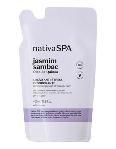 REFIL LOÇÃO HIDRATANTE DESODORANTE CORPORAL ANTI-STRESS NATIVA SPA JASMIM SAMBAC 400ML