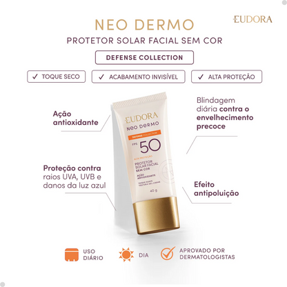PROTETOR SOLAR FACIAL SEM COR NEO DERMO FPS 50 40G
