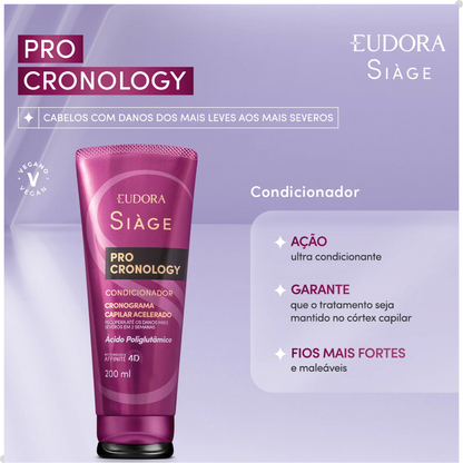 COMBO SIÀGE PRO CRONOLOGY: SHAMPOO 250ML + CONDICIONADOR 200ML + MÁSCARA DE HIDRATAÇÃO 250G