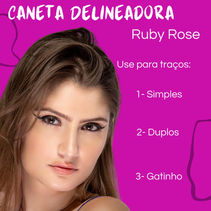 Caneta Delineadora Preto Para Olhos Prova D'água Ruby Rose
