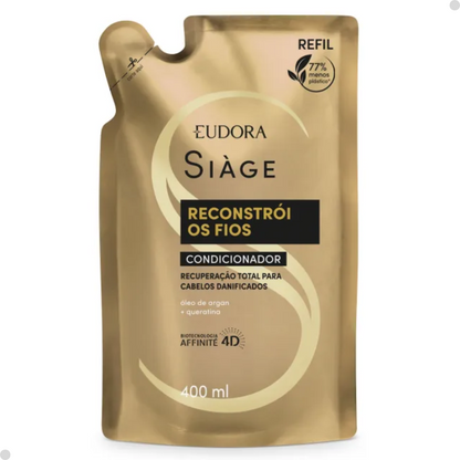 COMBO REFIL SIAGE RECONSTROI OS FIOS: SHAMPOO 400ML + CONDICIONADOR 400ML