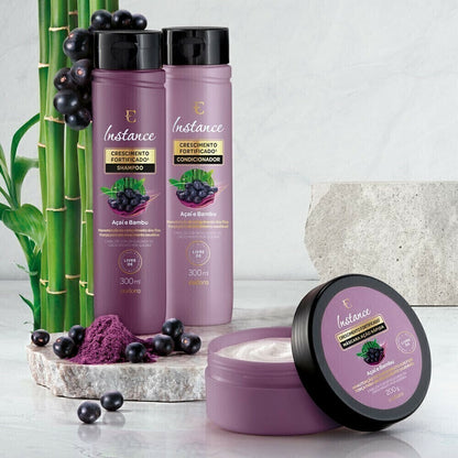 KIT INSTANCE AÇAÍ E BAMBU SHAMPOO 200G + MASCARA 200G + CONDIC 300ML