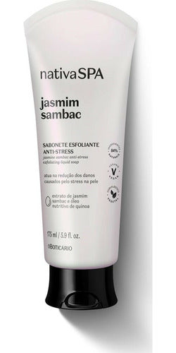 BOTICARIO SABONETE LÍQUIDO ESFOLIANTE CORPORAL ANTI-STRESS NATIVA SPA JASMIM SAMBAC 175ML