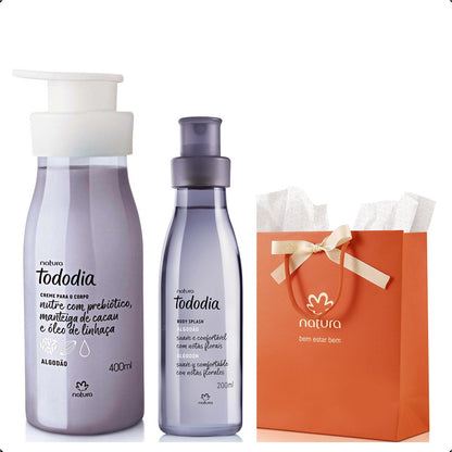 Presente Natura Tododia Algodão Creme + Body Splash + Sacola