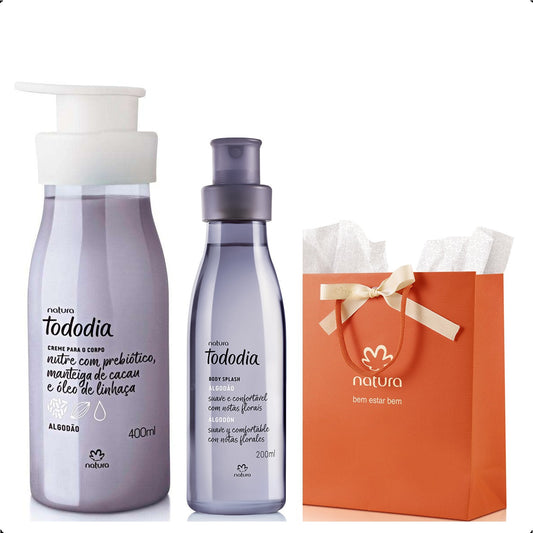 Presente Natura Tododia Algodão Creme + Body Splash + Sacola