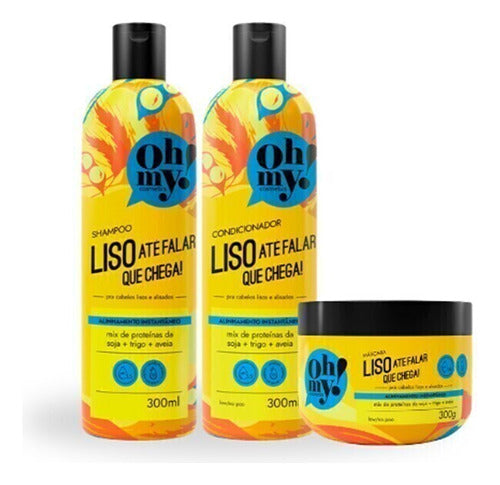 COMBO OHMY! LISO ATÉ FALAR QUE CHEGA! : SHAMPOO 300ML + CONDICIONADOR 300ML + MACARA